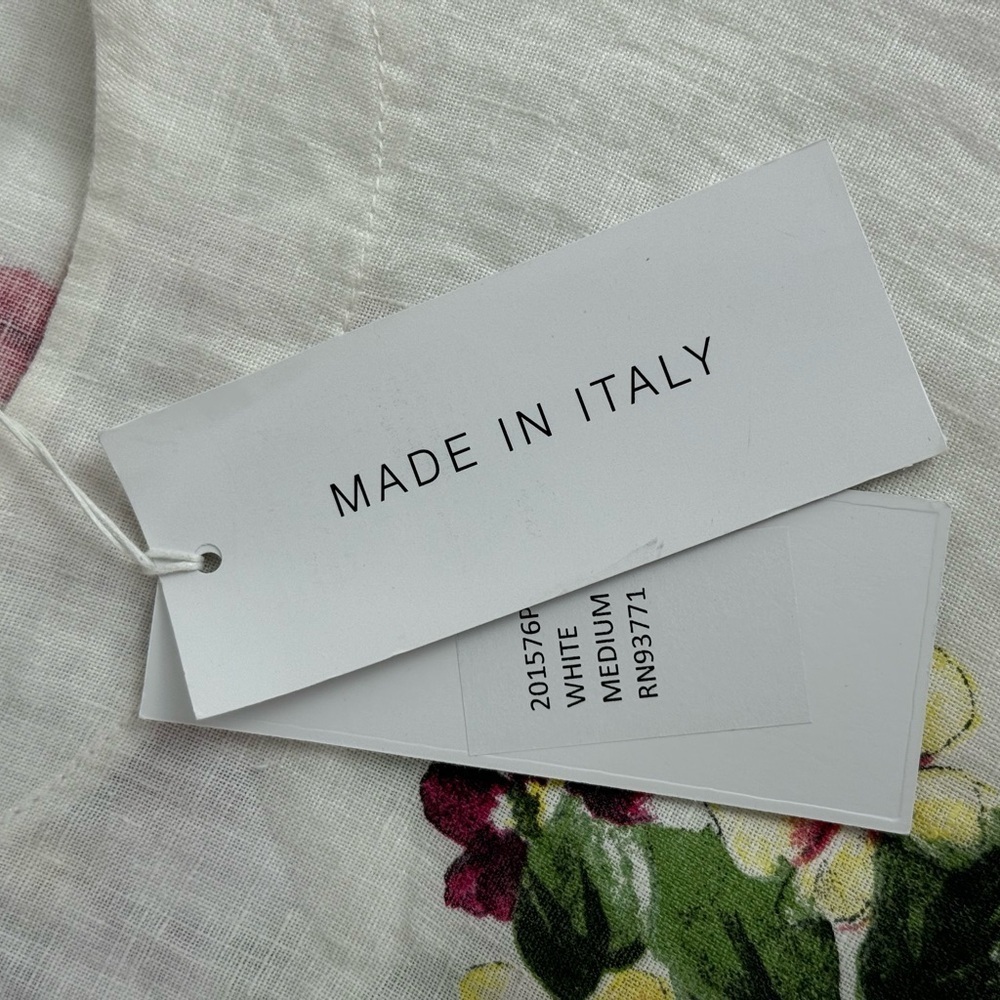 NWT Vasna Italy 100% Linen Floral Tunic Dress White PM - Picture 11 of 12